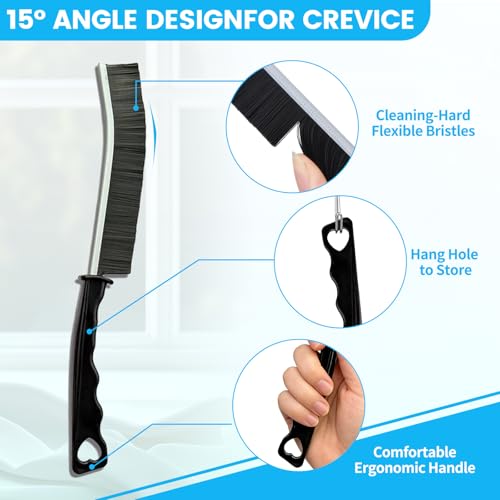 16Pcs Crevice Cleaning Brush Set, Hard Bristle Scrub Brushes Tools for Deep Cleaning Gap,Window Groove Cleaning Brush for Sliding Door, Sill, Tile Lines, Shutter, Corner, Sink, Teapot, Bottle (16 Pcs)