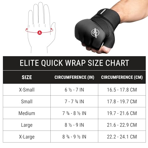 Hayabusa Elite Quick Wraps - Boxing & Martial Arts Hand Wraps - Black - size: Large