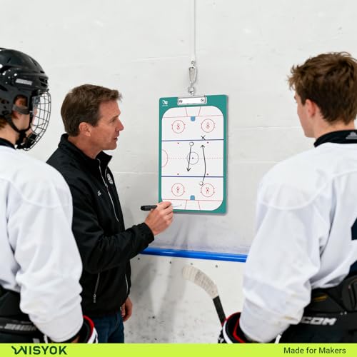WISYOK Hockey Clipboard for Coaches, Dry Erase | with Marker, Double-Sided, Ideal for Game Strategy, Team Lineup, Practice Drills - style: Hockey