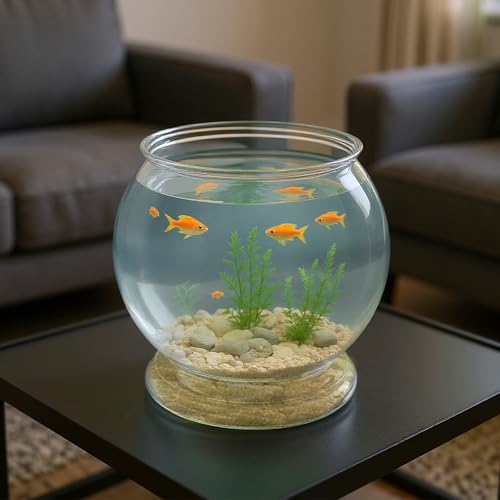 Plastic Fish Bowl 38 oz Decorative Small Mini Fishbowl Round Plastic Aquarium Fish Bowls Unbreakable Heavy Duty Bowl for Centerpiece Vases, Party Decorations, Pack of 1