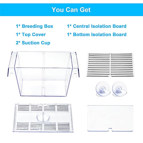 Fish Breeding Box Aquarium Holding Tank Transparent Fish Isolation Box Acclimation Hatchery Incubator Breeder for Betta Shrimp Clownfish Guppy