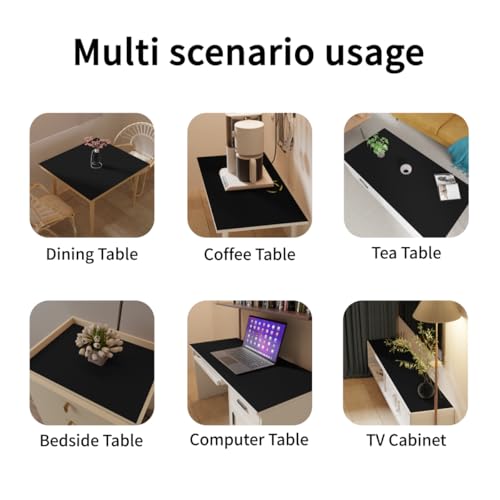 Table Pad - Used for Square Table Waterproof and Easy to Clean Good Flatness Easy to Used for Dining Table(Black+Gray 46x46)