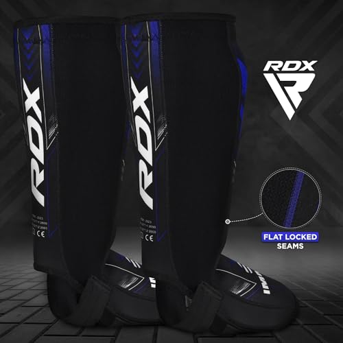 RDX IMMAF Approved Shin Guards, Competition Level Neoprene Shin Pads for Sparring and Grappling, MMA Kickboxing, Professional Shin Insteps Protection, Men Women - color: Blue, size: XX-Large