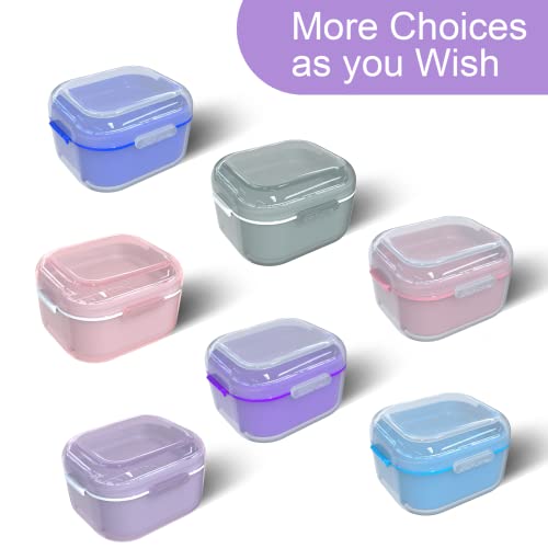 ARGOMAX Denture Soaking Cup with Strainer, Dark Purple - color: Transparent Shell+purple Inner Tray