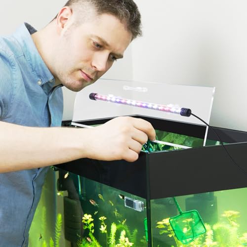 Sieral Aquarium Lids Polycarbonate Canopy with LED Light Without Center Brace Aquariums Cover Fish Tank Lid with a Hook Knife(Black,30x12in)