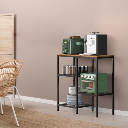 20 Gallon Aquarium Stand, 3 Tier Metal Fish Tank Stand with Shelves, Reptile Tank Stand for Accessories Storage, Turtle Terrarium Stand for Home Office,29.13" L x 12.2" W Tabletop, Brown
