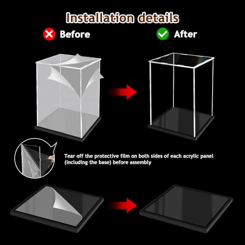 Acrylic Display Case for Collectibles, Clear Display Box 10x6x6in - size: 10 x 6 x 6 inches