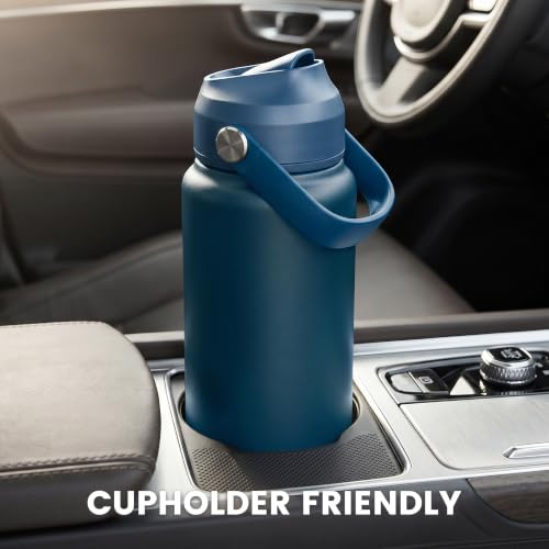 Fijinhom 18 oz Insulated Water Bottle with 2 Lids, Stainless Steel Water Bottles, Double Wall Vacuum, Portable Handle & Non-slip Bottom, BPA Free Leak Proof Metal Bottles, Keep Cold 24H, Dark Blue - color: Dark Blue, size: 18 Ounces