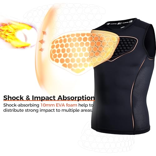 COOLOMG Adult Baseball Chest Protector Mens Padded Shirt Heart Guard - color: Black, size: Small