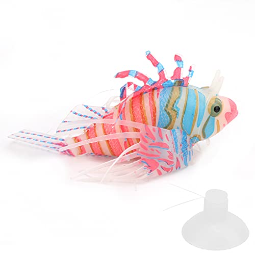 Artificial Glowing Fish, Fish Tank Floating Fake Tropical Angel Fish with Suction Cup, Silicone Colorful Fish Tank Simulation Fish Luminous Aquarium Floating Ornaments for Aquarium Tank(Pink Blue)