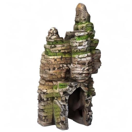 Aquarium Buddha Statue Decorations Fish Tank Resin Buddha for Four Faces Ornament with Caves Hole for Betta Fish Hideout Swim Through