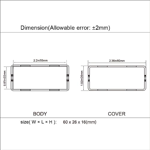 Project Box 10 Pieces ABS Plastic Electrical Project Case Small Junction Box for Electronics Black 2.4 x 1.0 x 0.6 inch (60 x 26 x 16 mm) - size: 2.4" x 1.0" x 0.6"(10pc)