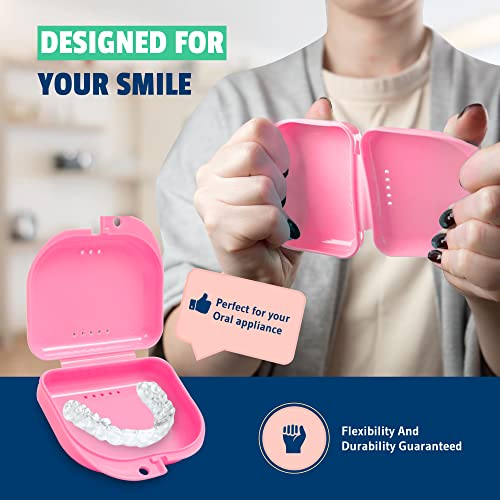 Retainer Case 2 Pack, Vented Mouth Guard & Aligner Case Holder - color: Pink, size: Pack of 2