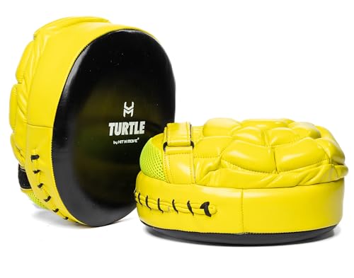 HIT N MOVE Air Mega Turtle Boxing Mitts | Punching Pads | Sparring Gear for Boxing, MMA, Kickboxing, Muay Thai, Martial Arts Training Equipment, Genuine Leather, High-Performance Mitts - color: Yellow