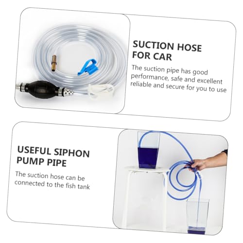 FRCOLOR Manual Suction Siphon Pump Hose Set, Flexible Oil and Water Transfer Tube for Car and Aquarium, Multipurpose Liquid Extraction Guide Tube