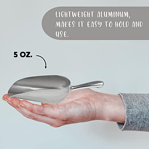 Cast Aluminum Utility Scoop, 5-Ounce - Round Bottom, Small ice scoop For Multi-Purpose Use, With Finger Groove Handle (Hand Wash Only) 5 oz. - size: 5 oz