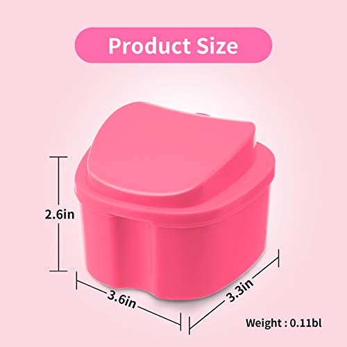 Annhua Denture Retainer Container Case Cleaning,Denture Bath Box False Teeth Storage Box - color: Pink