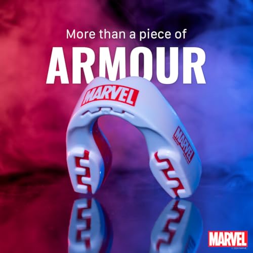 Marvel Logo Sports Mouth Guard, Adult Dual Layer Mouthguard with Case - color: Marvel Logo, size: Adult (12+ Years)