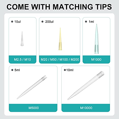 Micropipette 2-10ml Manual Adjustable Single Channel Pipettes High Accurate Lab Pipettors with Tips - color: 2-10ml