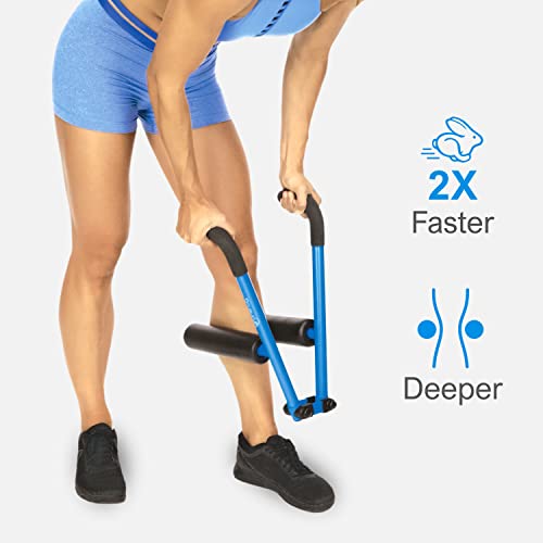 DoubleUP Roller D2 Leg & Arm Massager, Metal Frame + 2 Rollers, Blue - color: Blue