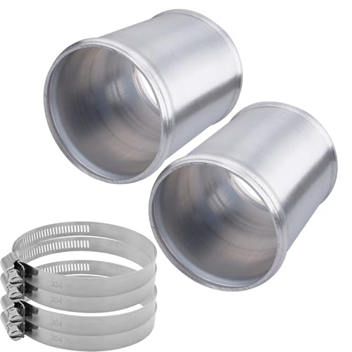 AC PERFORMANCE 3.5" (89mm) OD Aluminum Alloy Hose Joiner Silicone Pipe Connector Bead, 4" Length with 304 SS Clamps, Pack of 2 - size: 3.5" (89mm) - 2PCS