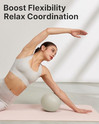 YOTTOY Small Exercise Ball,9-inch Extra-Thick Pilates Ball with Anti-Burst Technology for Stability, Ideal for Yoga, Pilates, Physical Therapy & Home Workouts - color: White
