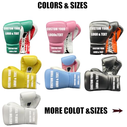 Custom Lace-Up Boxing Gloves, Traditional Professional Gloves for Training, Sparring, Competition and Heavy Punching Bags, Adult Men and Women, MMA, Kickboxing, Muay Thai - size: 12OZ