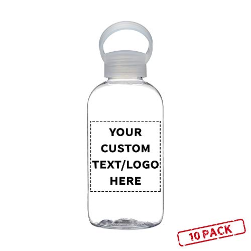 DISCOUNT PROMOS 10 Beau Water Bottles with Handle Set, 20 oz. - Customizable Text, Logo - Flexi-Grip, Plastic, Drinkware - Clear - color: - Custom - Clear, size: 10 bottles
