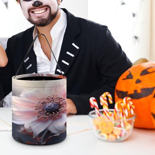 Halloween Trick Or Treat Bags With Handles Collapsible Candy Bucket Reusable Flower Blossom Printed Goody Bucket For Holiday Party Gifts - color: Flower Blossom