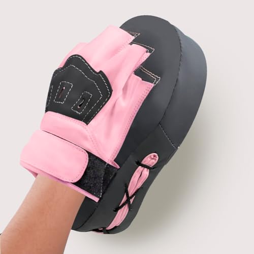 Valleycomfy Boxing Pads Curved Focus Punching Mitts for Men Women - color: Gray Pink