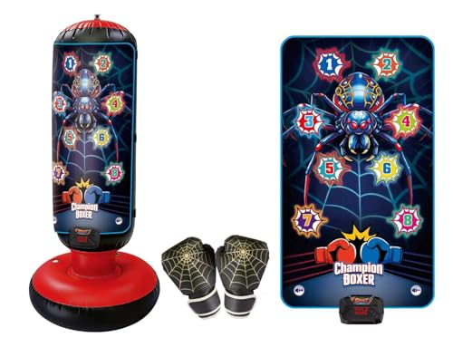 Punching Bag for Kids with Stand, LED Scoring Boxing Set with Gloves, Freestanding Electronic Boxing Machine with 4 Game Modes & Music for Boys Girls Ages 3-12