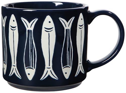 Now Designs Fish Collection Stoneware Stacking Mug, 16 oz, Dishwasher & Microwave Safe - color: Fish