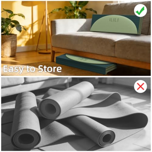 ILILI Foldable Yoga Mat, 10mm Thick, 75x26 Inch Extra Long, Exercise Mat - color: Grass Green+Dark Green