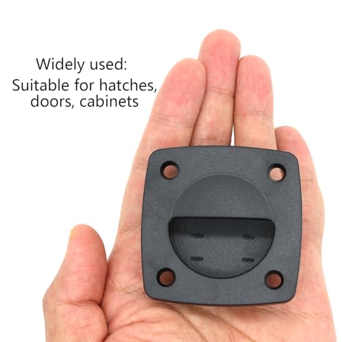 Marine Nylon Flush Pull Hatch Handle,Black Boat Recessed Square Lid Handle,Yacht Cabin Accessories(4 Pcs)