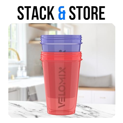 VELOMIX 2 Pack 20oz Protein Shaker Bottle for Protein Mixes, Blush Storm - color: C1) Blush Storm