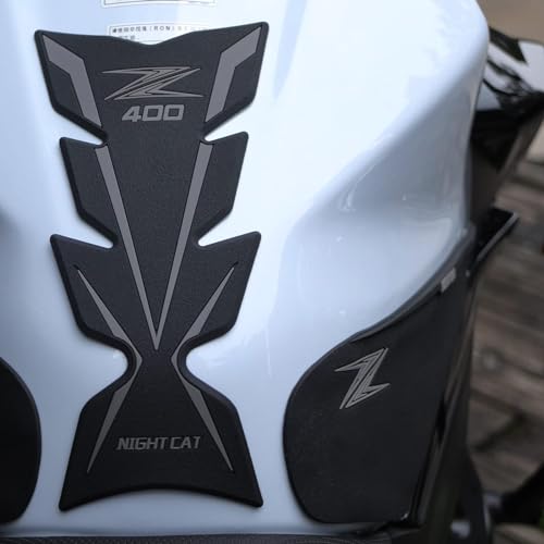 NIGHT CAT Fuel tank protection sticker,compatible with Z400,motorcycle fuel tank protection pad,both sides of the non-slip fuel tank side sticker(Z400 Black) - color: Black