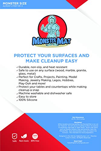 MonsterMat 36x24 Inch Extra Large Silicone Table Protector Craft Mat for Painting, Clay, Projects, Arts and Crafts, Soldering and Resin. Easy Clean Up and Storage. Largest Mat Available. (White) - color: White