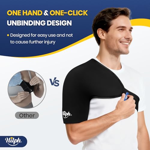 Hilph 3D Double-Layer Gel Shoulder Ice Pack Wrap Rotator Cuff Cold Therapy - size: Large
