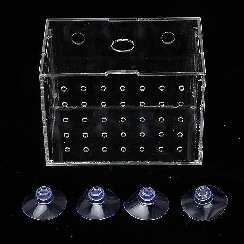 Fish Breeder Box, Aquarium Fish Breeding Box, High Transparency Acrylic Hatchery Incubator Tank with Suction Cups for Baby Fish Shrimp Clownfish Isolation and Rearing (9 * 6 * 7CM)