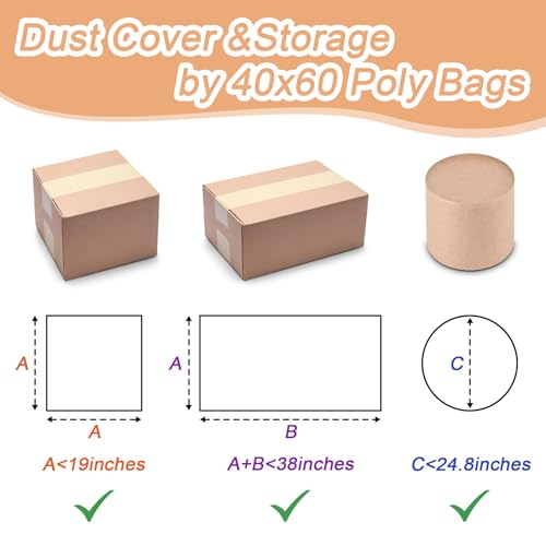 4 Pcs Large Clear Plastic Storage Bags - 2.4 Mil Heavy Duty Thick Extra Large 40x60 Moving Bags for Luggage Cover Suitcase Furniture Clothes Dust Protection,Reusable Transparent Home Storage