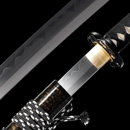 OYZ Real Katana Japanese Samurai Sword, Unique Gift for Men Full Tang Clay Tempered t10 Steel Blade, Spring Steel Memorable for Martial Arts Enthusiasts or Collectors. - style: Traditional