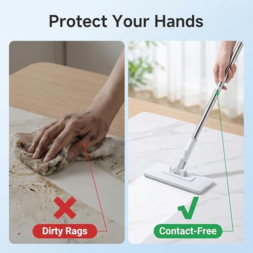 FaceTowel Mini Mop Kit – 30" Auto-Clamp Mop for Facial Towels, No-Touch Eject, 360° Swivel, for Fish Tanks, Windows, Walls & Ceilings, Includes 10 Reusable Pads