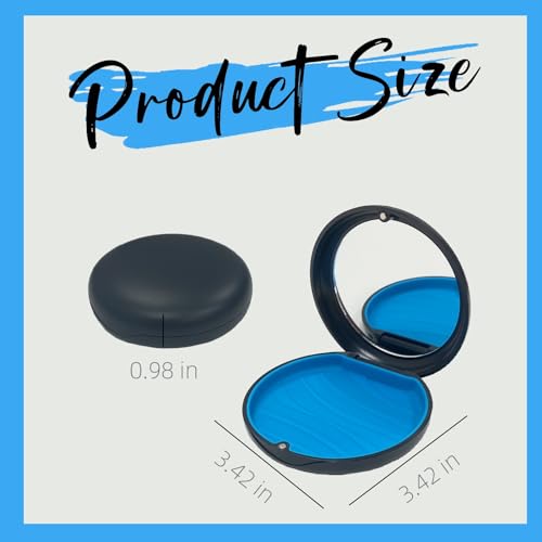 2 Pack Aligner Case with Mirror, Retainer Case for Invisalign - color: 2pcs Black Outside Blue Silicone