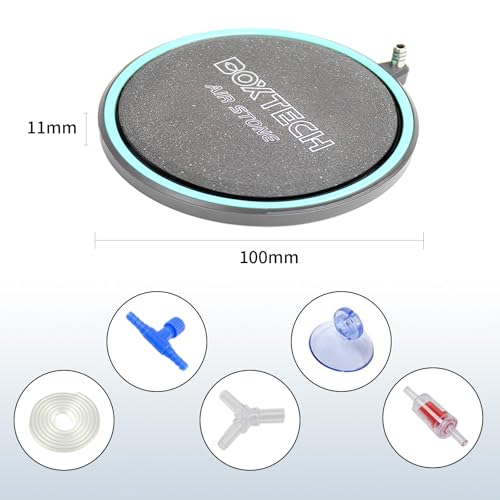 4 Inch Air Stone for Aquarium – Quiet Large Round Airstone with Valve, High Efficiency Oxygen Diffuser for Enhanced Water Circulation, Ideal for Medium Freshwater & Saltwater Fish Tanks - size: 4 inch