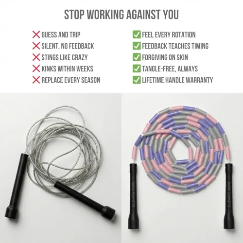 Elevate Rope Beaded Jump Rope, 1 in Beads, 10 ft Adjustable, Segmented - color: Sweet Harmony