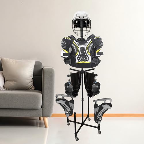 Hockey Gear Drying Rack Four Brake Pulleys Can Carry 80 Pounds | Equipped With 4 Equipment Suitable For Hockey, Ice Hockey, Rugby And Skiing Dry Quickly Black