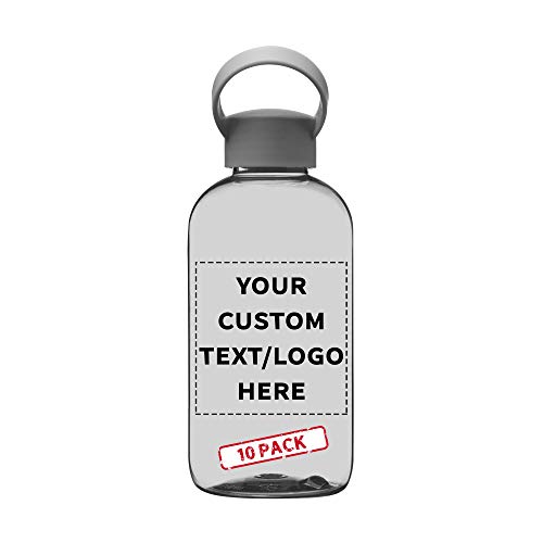 DISCOUNT PROMOS 10 Beau Water Bottles with Handle Set, 20 oz. - Customizable Text, Logo - Flexi-Grip, Plastic, Drinkware - Smoke - color: - Custom - Smoke, size: 10 bottles
