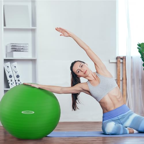Fitvids Anti-Burst and Slip Resistant Exercise Ball Yoga Ball Fitness Ball Birthing Ball with Quick Pump - color: Green, size: XL(27-30in/68-75cm)