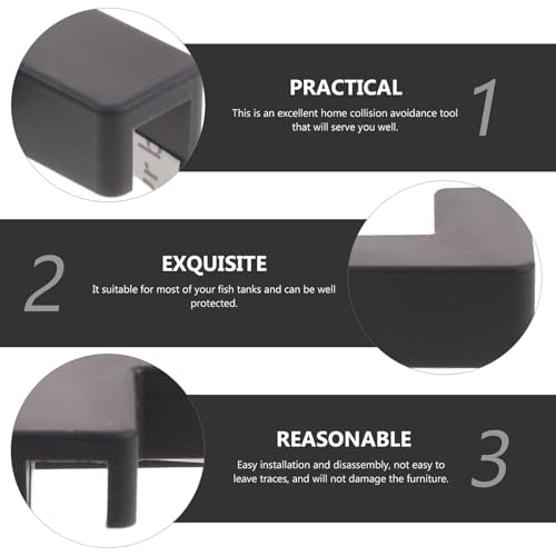 6pcs Fish Tank Corner Guards Protective Bumpers Soft Silicone Impact-Resistant Edge Covers for Aquarium and Pet Tanks, Medium Black Corner Protectors for Home Safety