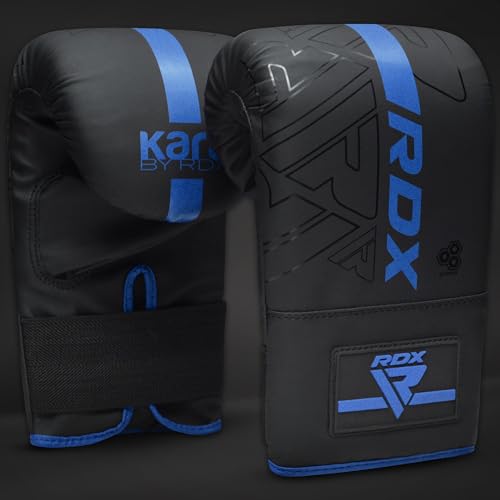 RDX Bag Gloves Boxing Punching Mitts, Maya Hide Leather, Padding, Ventilated Palm, MMA Heavy Punch Training, Muay Thai Kickboxing Focus Pads Double End Speed Ball Workout, Adult Men Women - color: Blue
